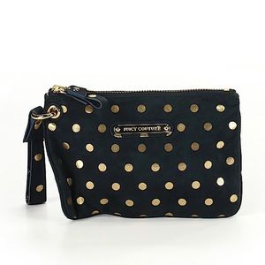 Silver Black Polka Dotted Juicy Wristlet